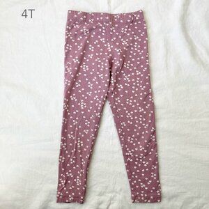 🪴5/$30 H&M 4T Toddler Girls Purple Hearts Leggings